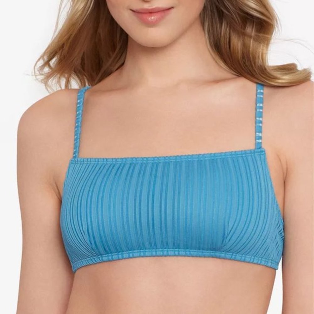 Salt + Cove Mesh Ribbed Bralette Bikini Top BLue XS